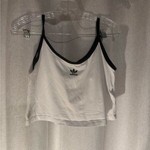 Adidas Women's White Crop Top with Black Trim